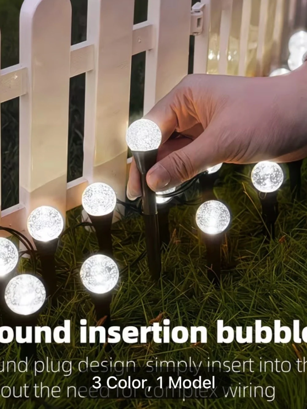 30pcs Outdoor Solar Lights IP44 Crystal Ball String Lights with Light Sensor